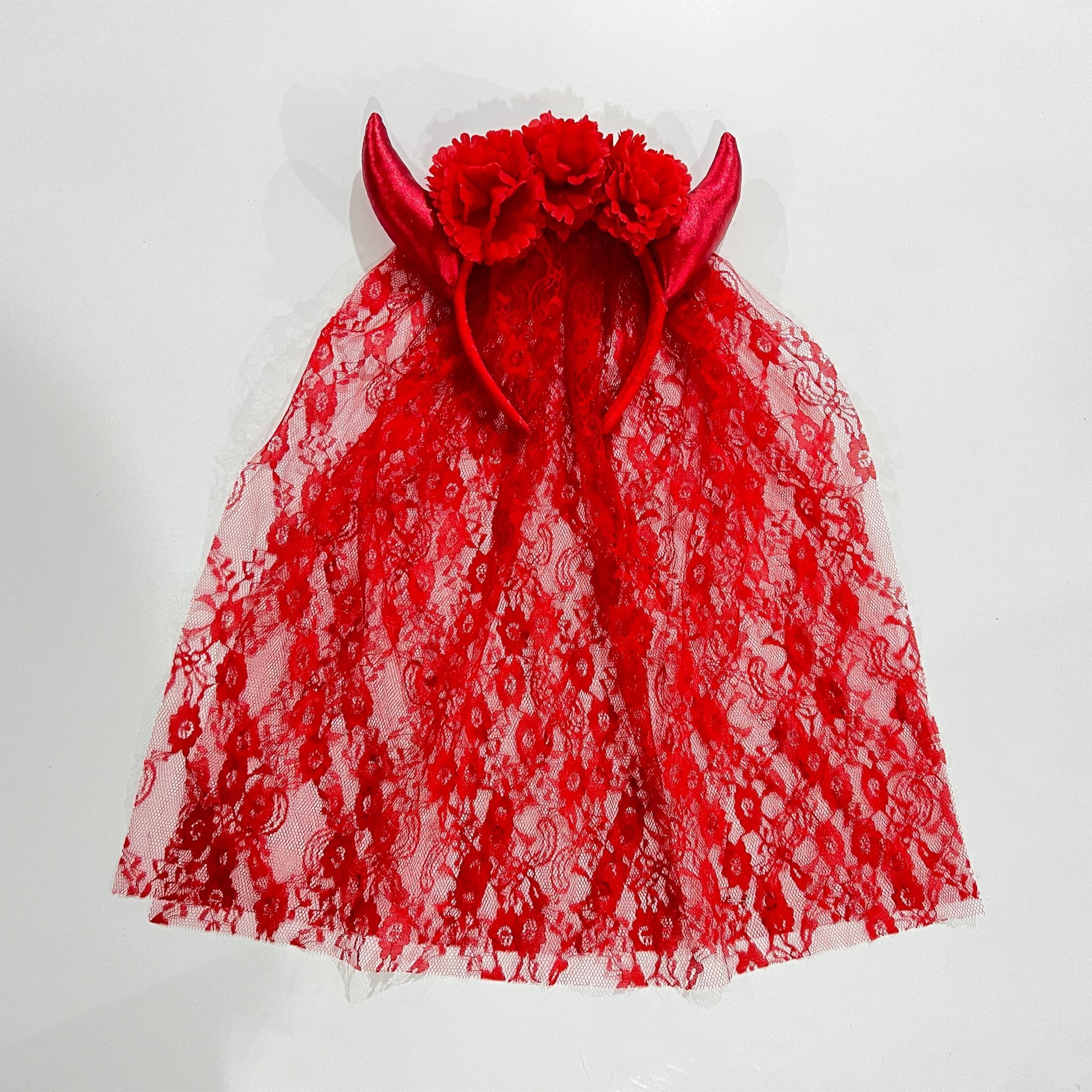 Halloween Devil Horn Lace Headband Costume Accessory