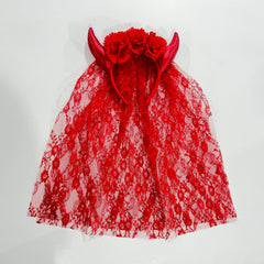Halloween Devil Horn Lace Headband Costume Accessory