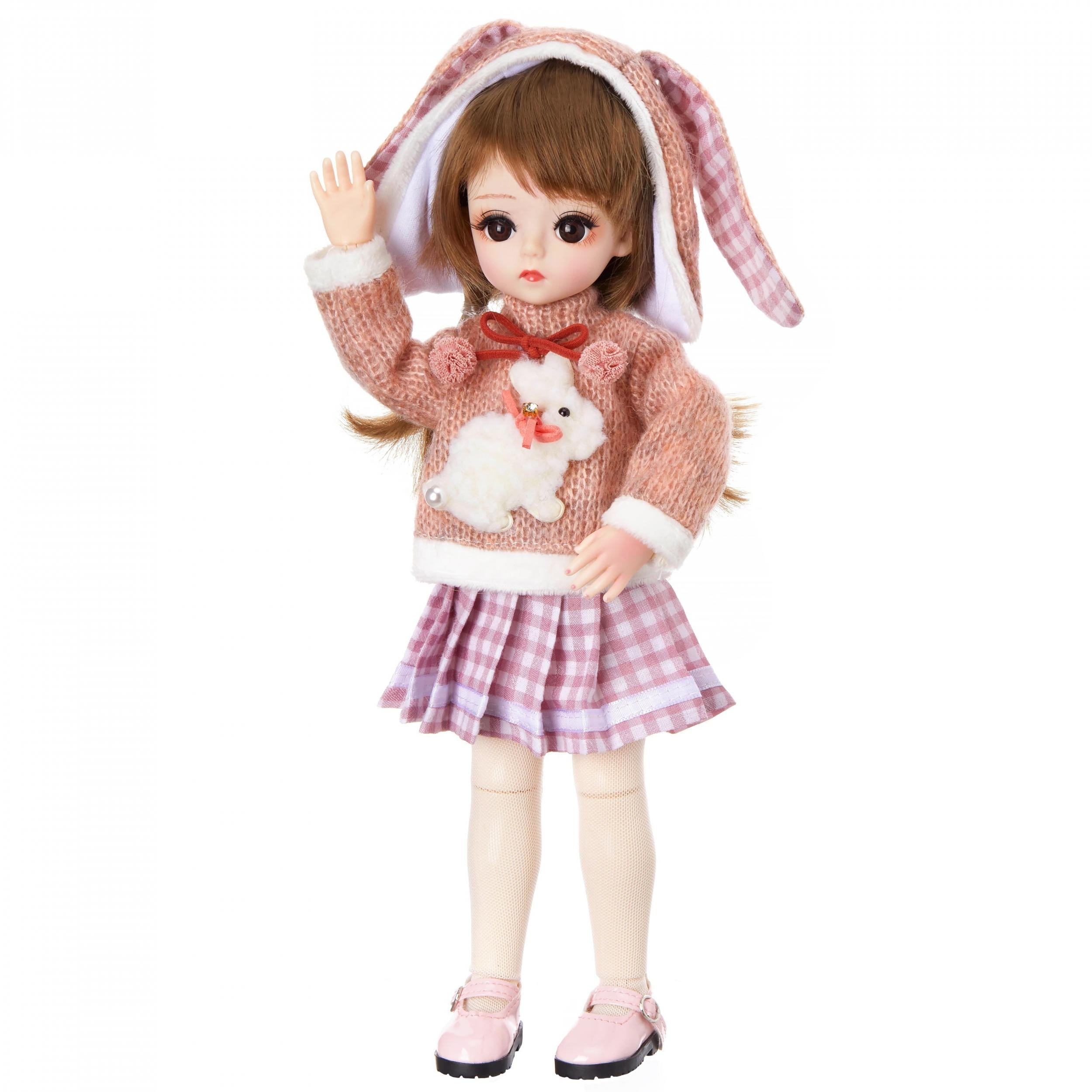 6-in Doll DIY Toy Set with Dress, 3D Eyes, Shoes, Wig, Makeup - Girl's Birthday