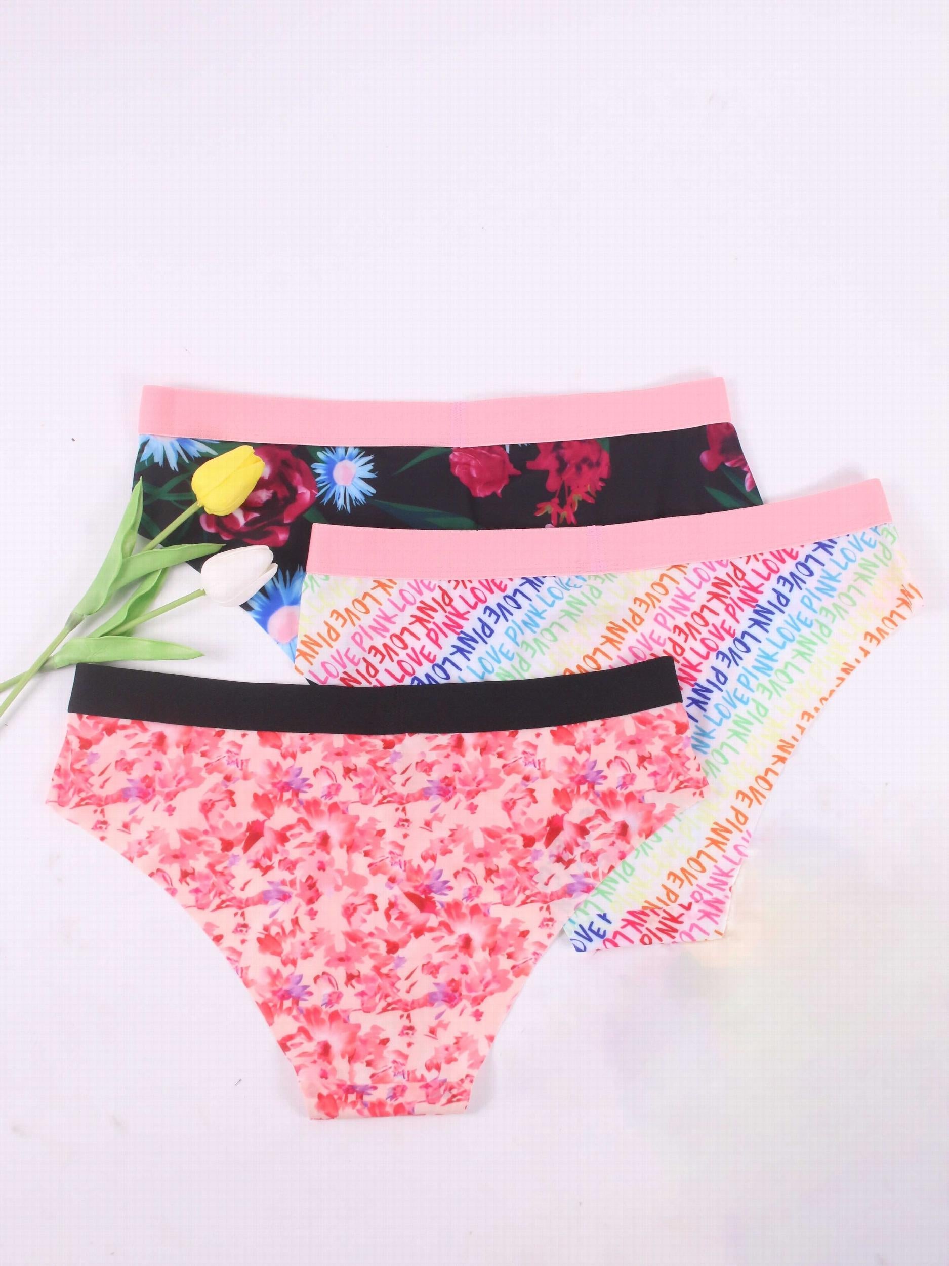 3 Pack Boho Panties Set Women's Plus Tropical & Rainbow Print Briefs