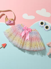 Sequin Stars Bow Front Mesh Tutu Skirt for Girls