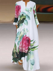 Floral V Neck Maxi Dress Plus Size