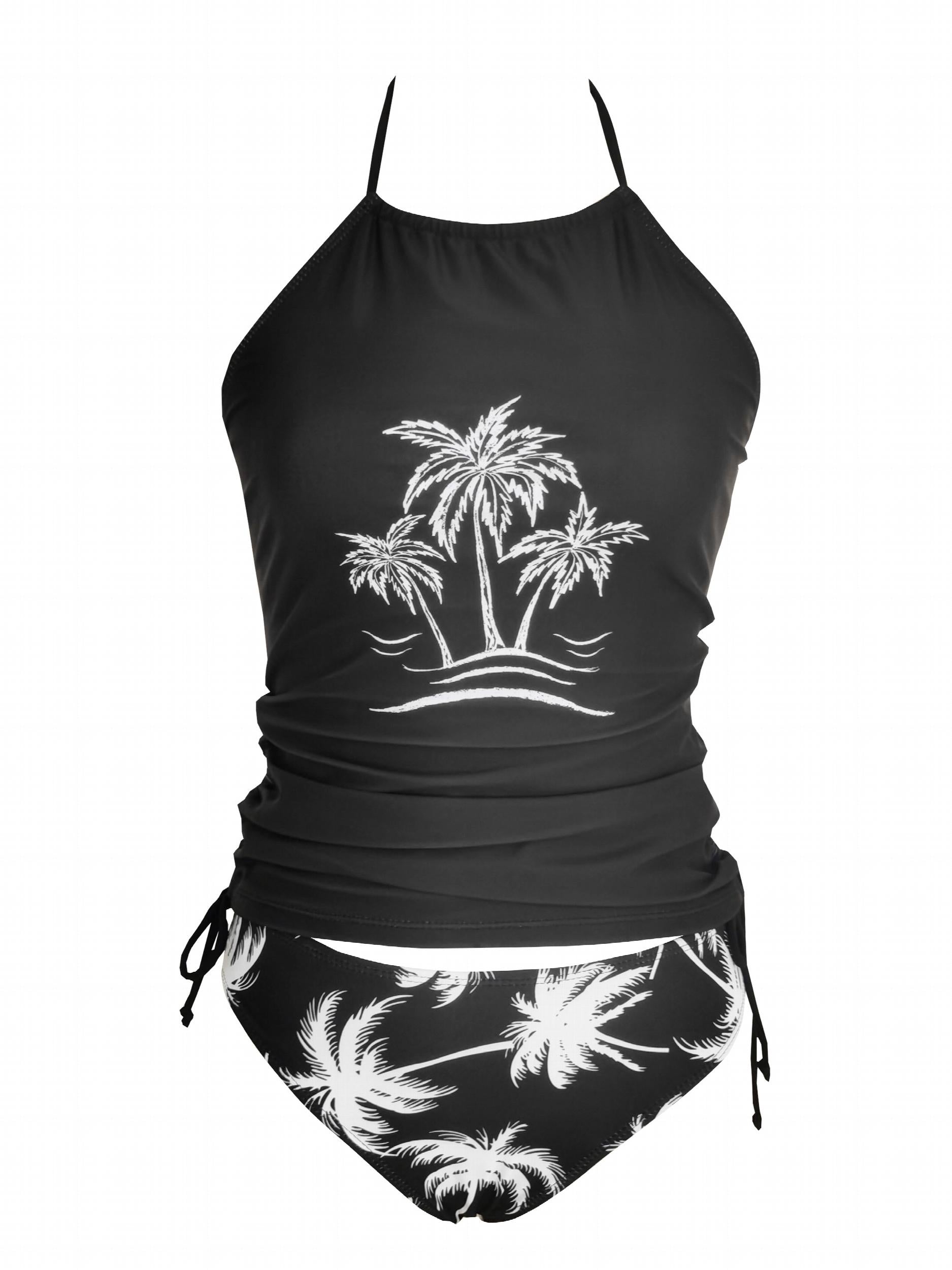 Coconut Tree Halter 2 Piece Tankini Swimsuit