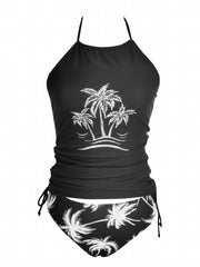 Coconut Tree Halter 2 Piece Tankini Swimsuit