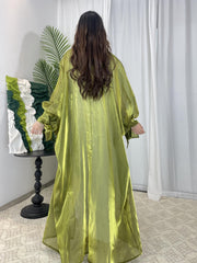 Organza Lantern Sleeve Open Front Robe