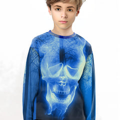 3D Skull Long Sleeve Outdoor T shirt Youth Halloween Tees