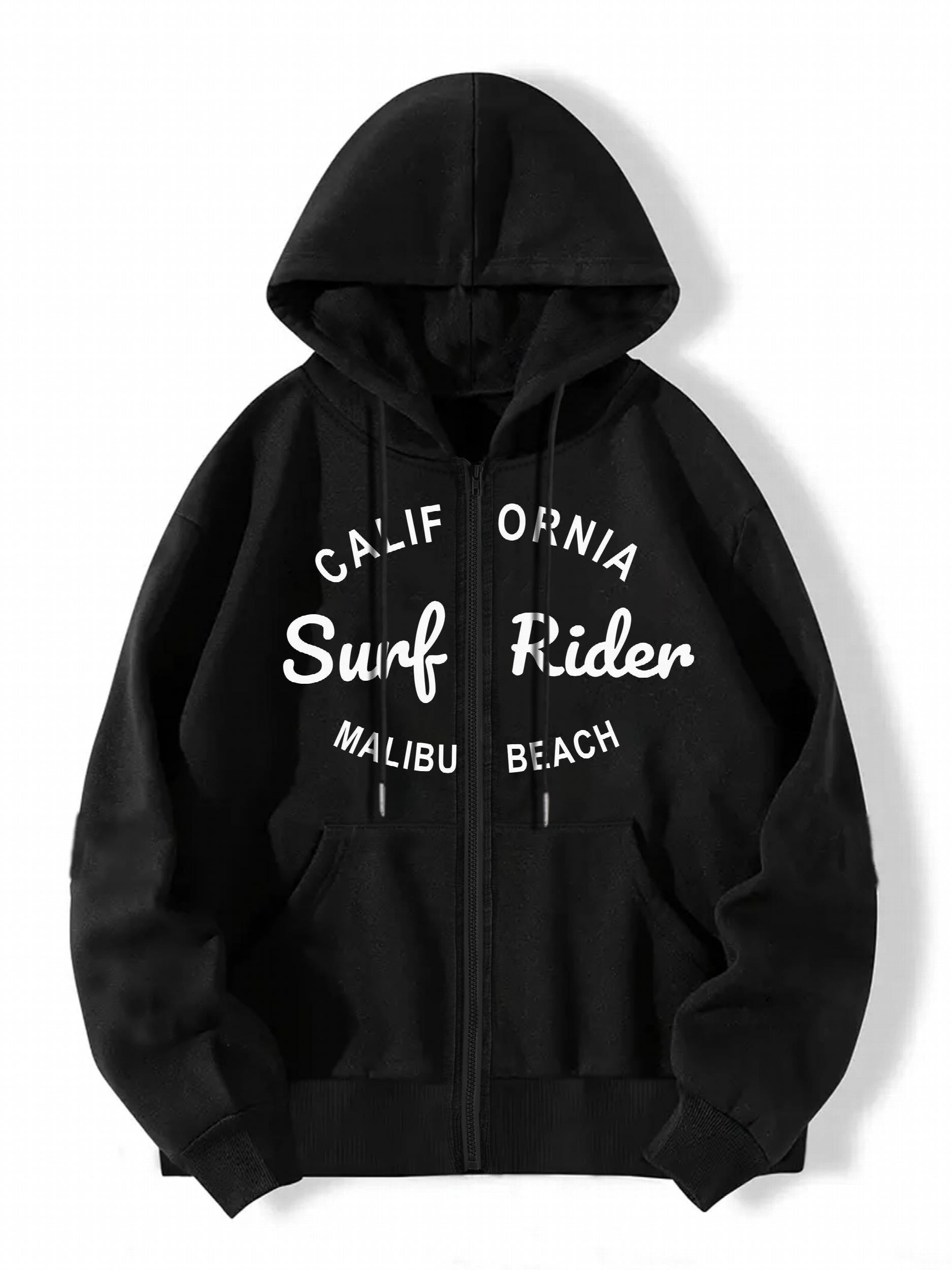 Casual Sports Hooded Sweatshirt Zipper Drawstring Hoodie