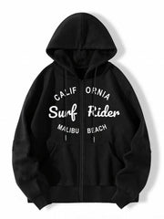 Casual Sports Hooded Sweatshirt Zipper Drawstring Hoodie