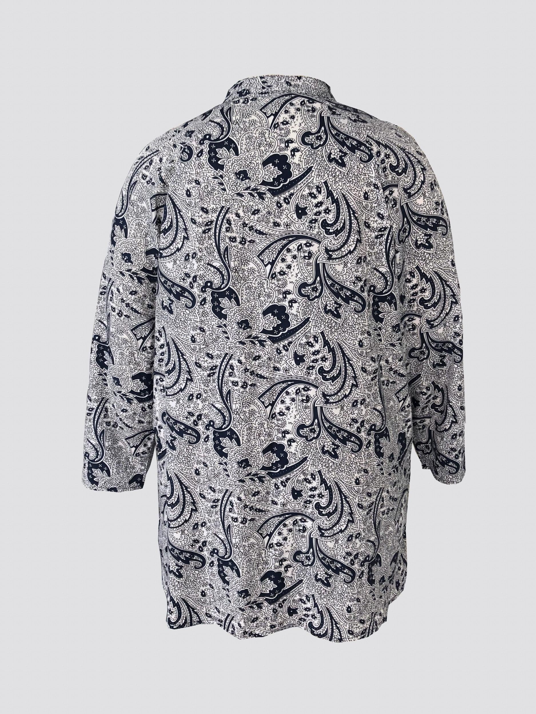 Boho Paisley Print Long Sleeve Dress Plus Size Button Up