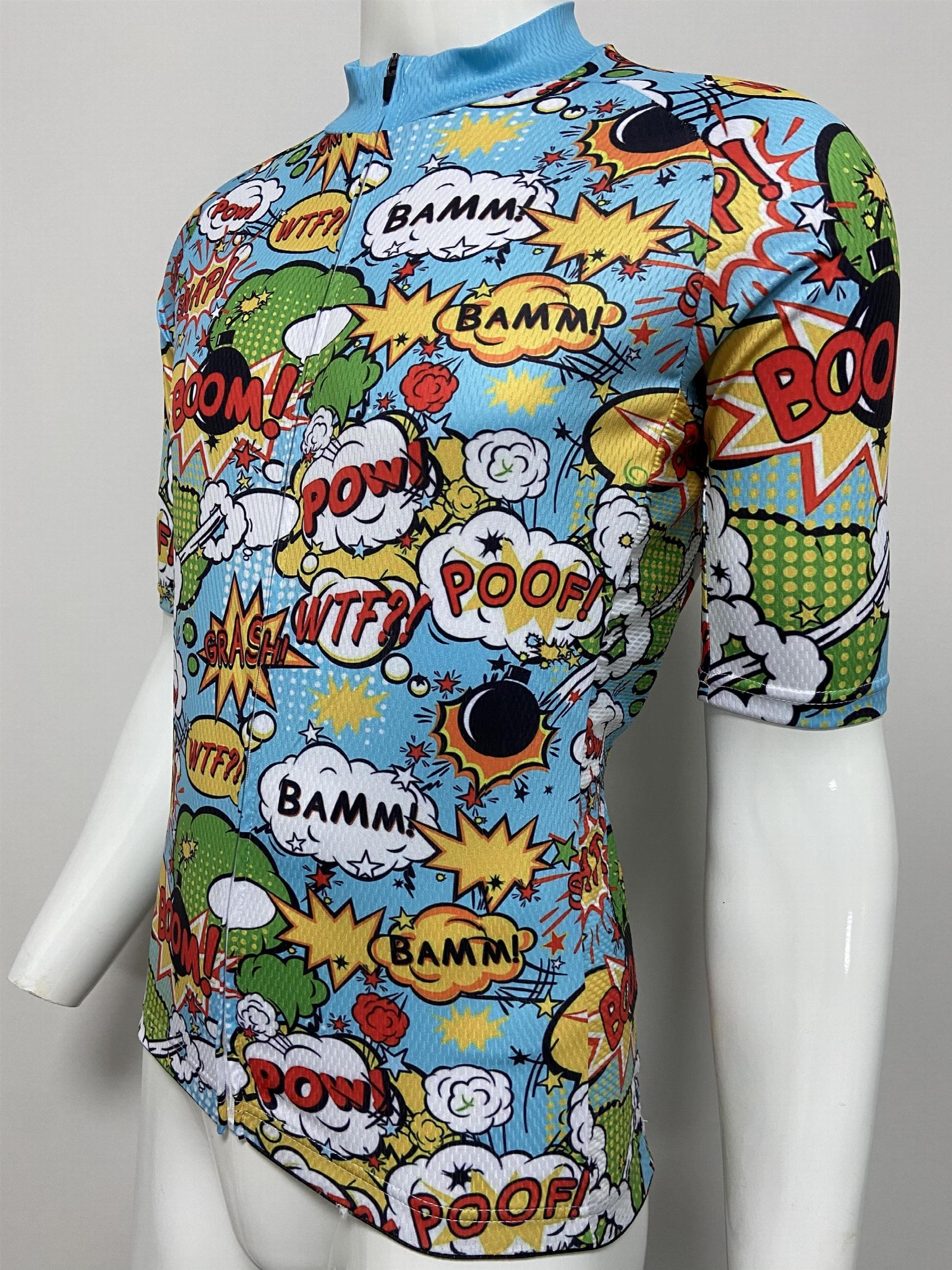 Comic Pattern Men's Sports Zip Up Cycling Jersey