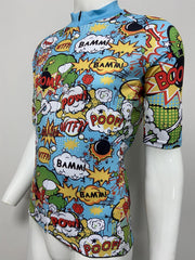 Comic Pattern Men's Sports Zip Up Cycling Jersey
