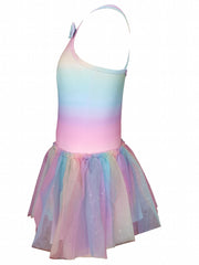 2pcs Gradient Swimsuit Set with Cap for Girls
