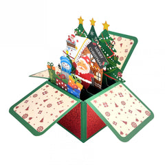 3D Pop Up Christmas Cards Merry Christmas Greeting Notes Envelope Popup Xmas