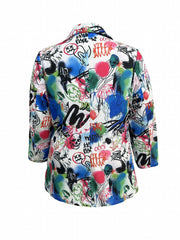 Graffiti Print Long Sleeve Blazer