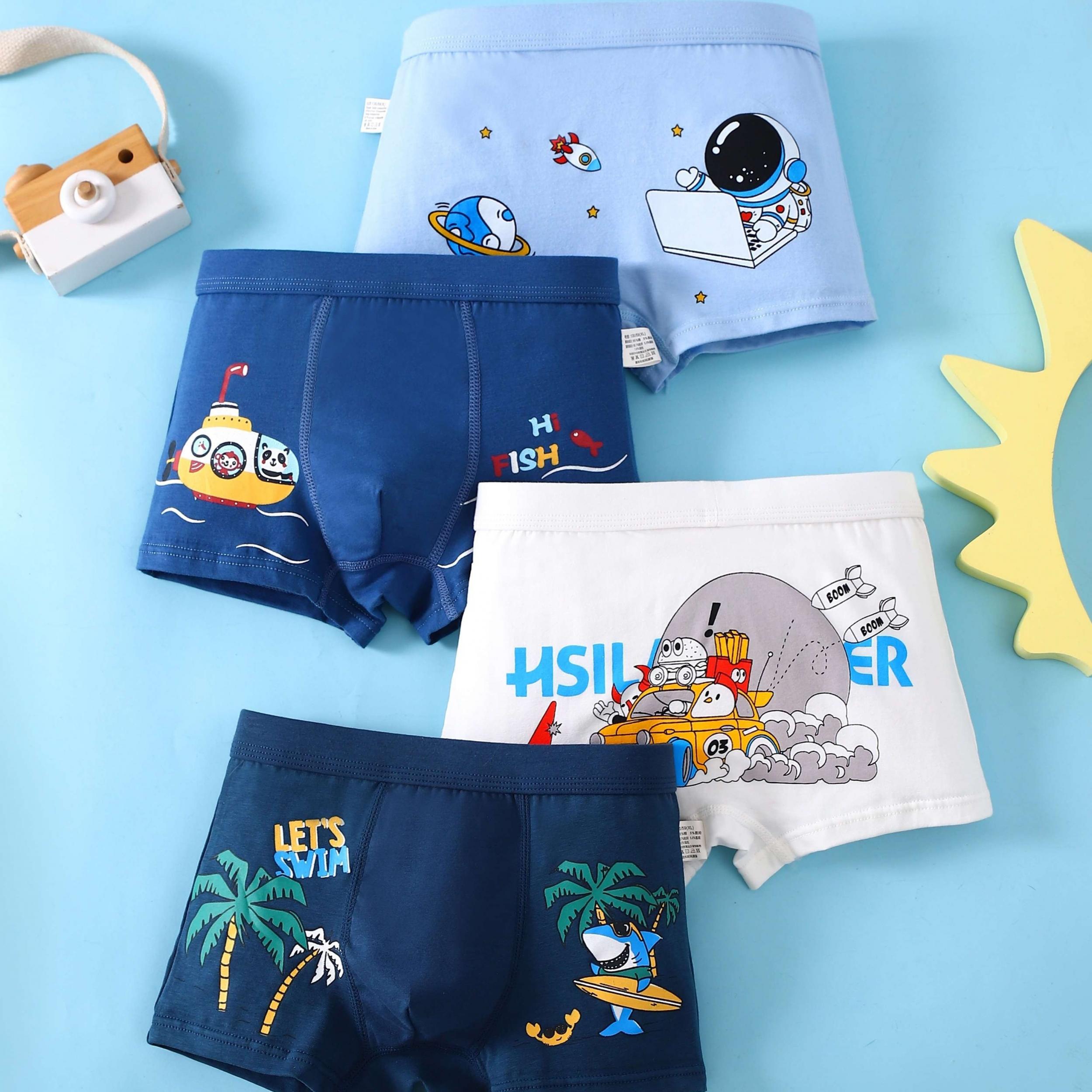 4 Pack Kids Cotton Cartoon Animal Print Underwear
