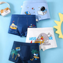4 Pack Kids Cotton Cartoon Animal Print Underwear