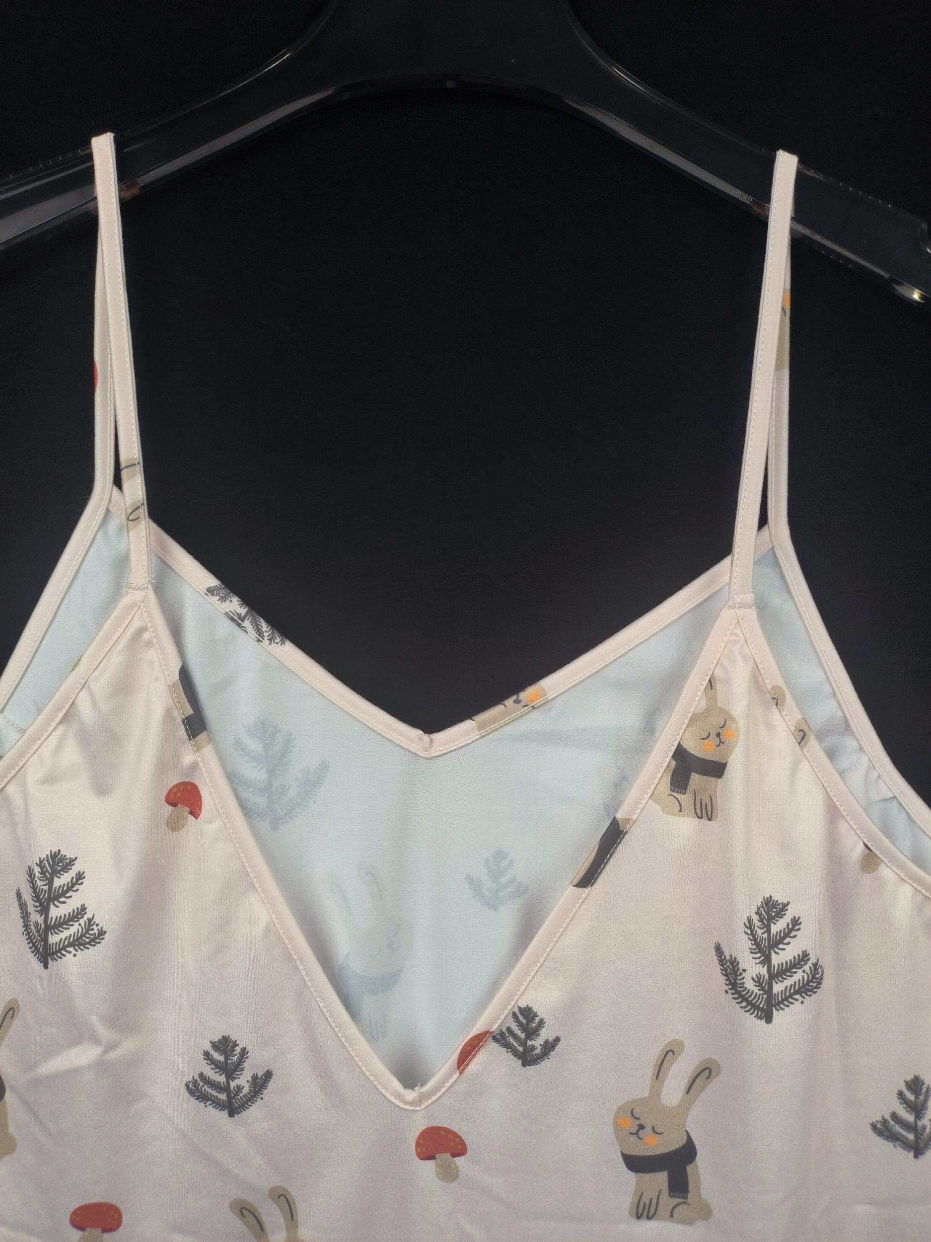 Rabbit & Mushroom Print V Neck Cami Nightdress