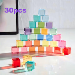 Acrylic Transparent Building Blocks Cube Rainbow Puzzle Toy