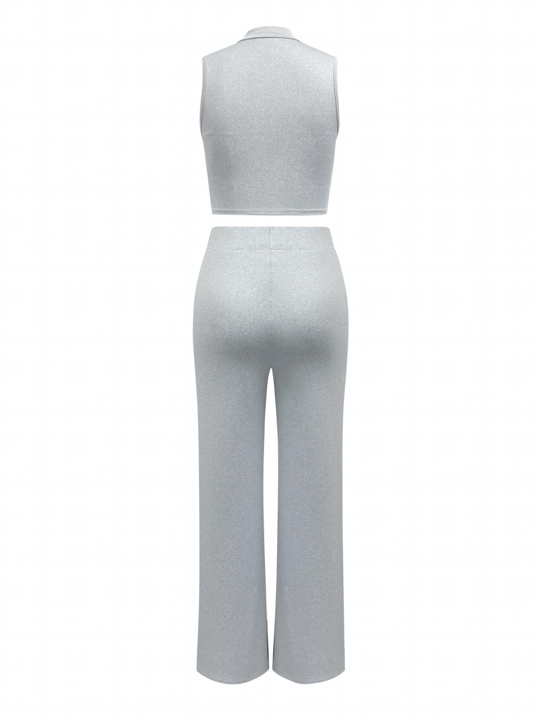 Casual 2pc Set Sleeveless Vest & Wide Leg Pants
