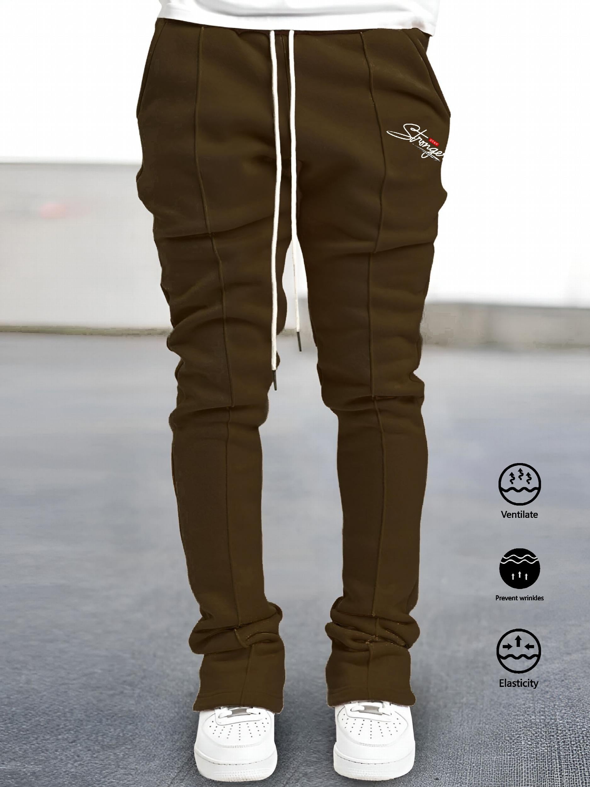 Men's Letter Print Joggers Casual Loose Fit Drawstring Pants