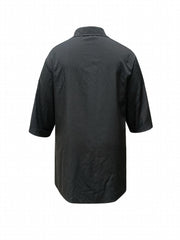 Solid Button Up Blouse Roll Up Sleeve Notched Neck