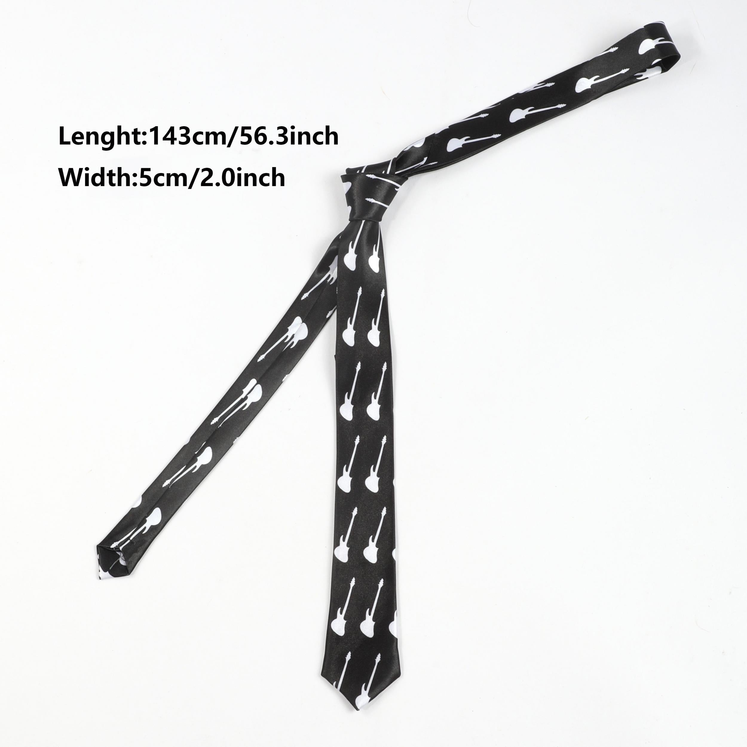 Guitar Print Necktie Solid Casual Tie for Women