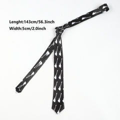 Guitar Print Necktie Solid Casual Tie for Women
