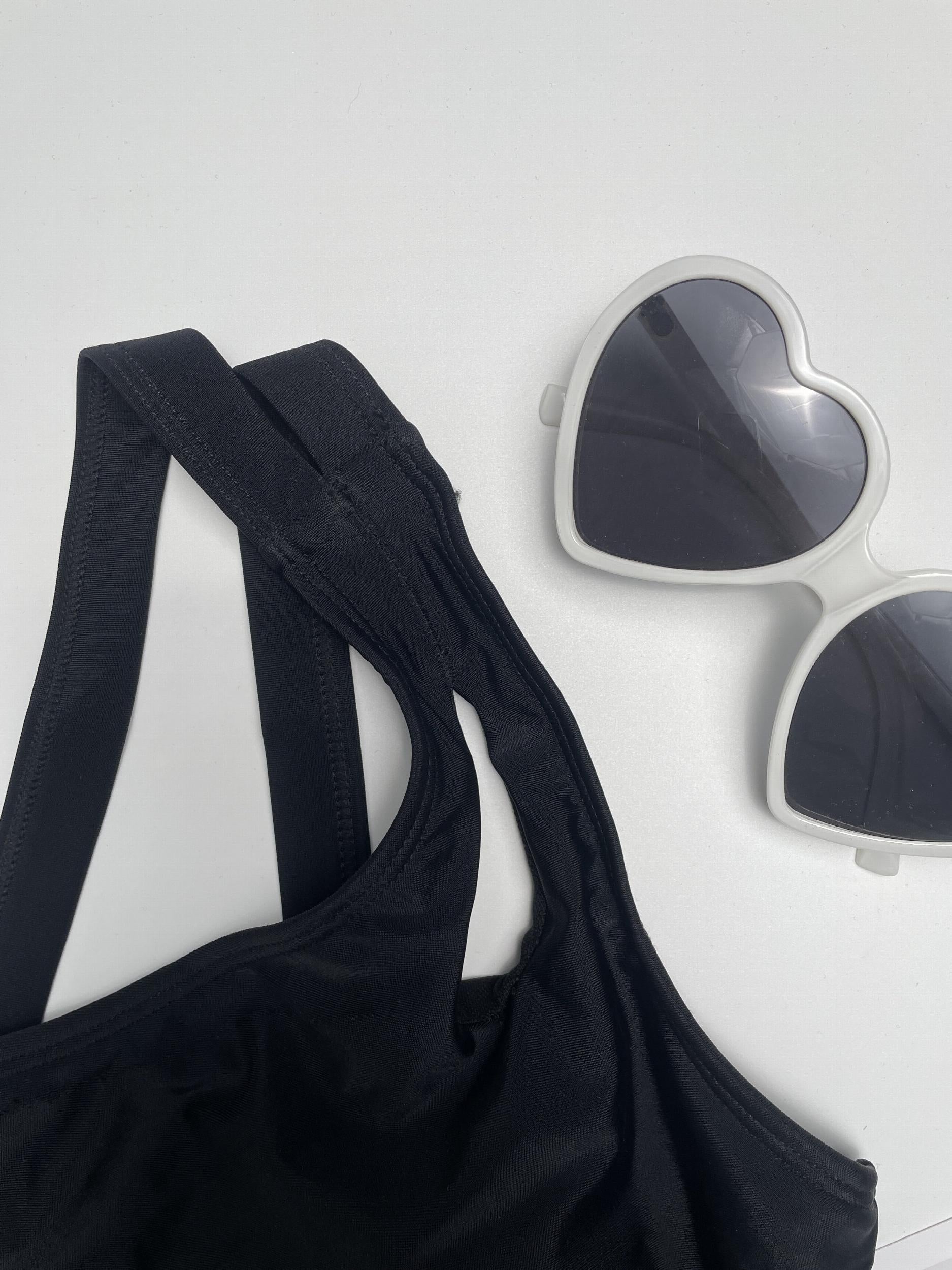 Stretchy Bikini Top Asymmetrical Neck Beachwear Top