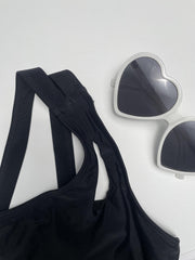 Stretchy Bikini Top Asymmetrical Neck Beachwear Top