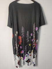 Women's Plus Floral Print Short Sleeve Square Neck Casual Dress