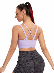 Sporty Bra Medium Stretch Cross Strap Shockproof