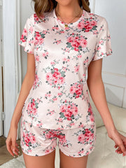 Floral Print Lounge Set Short Sleeve Top & Shorts