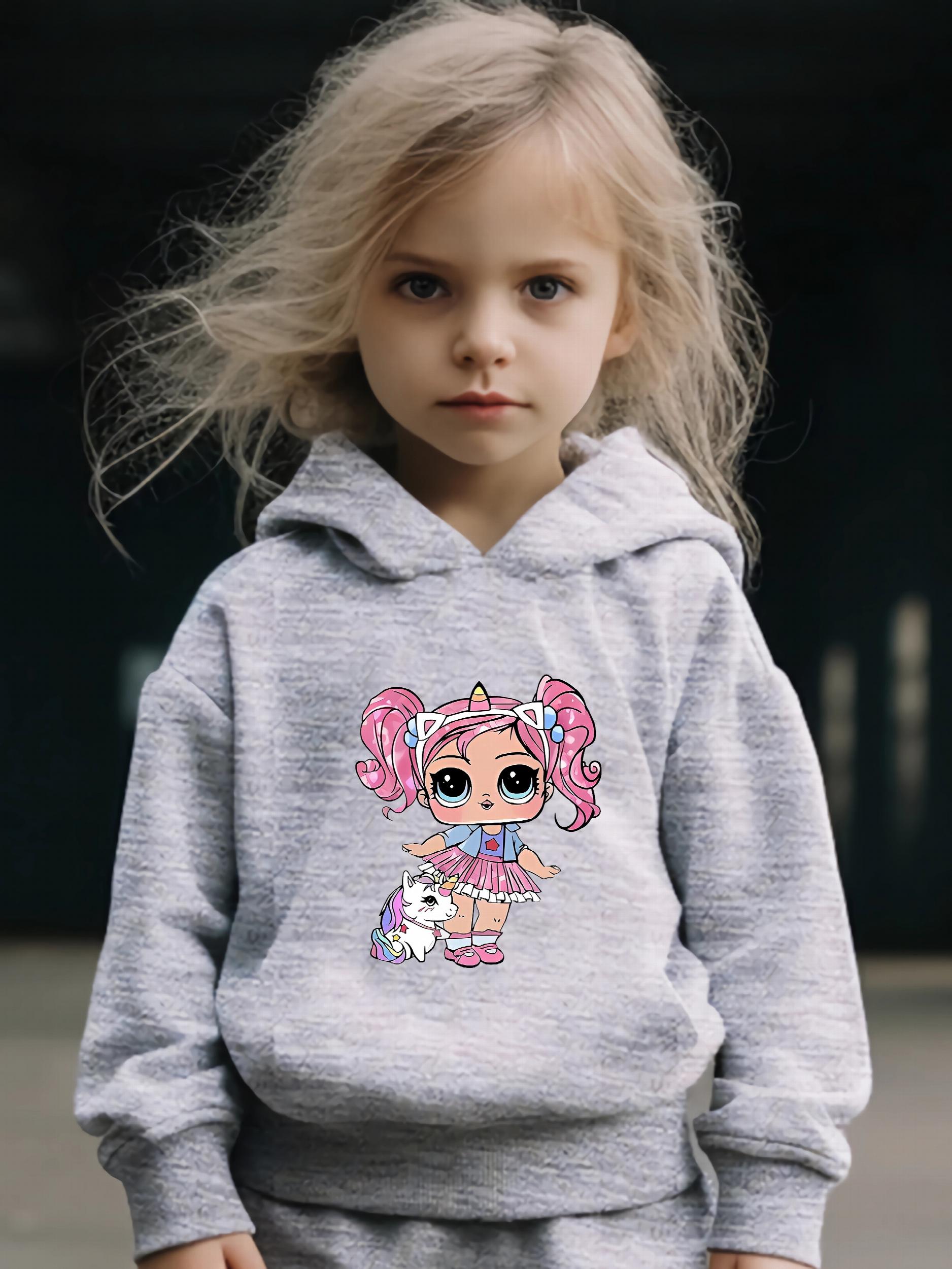 Anime Pattern Long Sleeve Hooded Sweatshirt Girls Comfy Hoodies Pullover