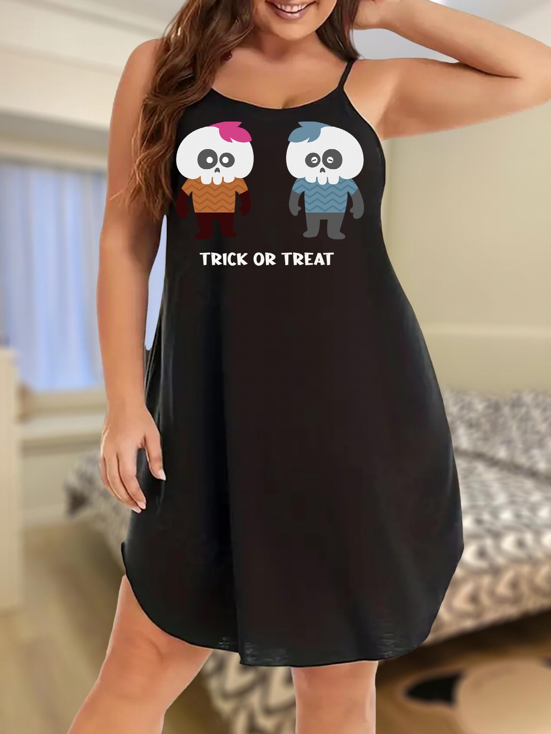 Halloween Skull Print Sleep Dress