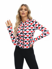 Geometric Pattern Yoga Zipper Top Slim Fit Sports Jacket