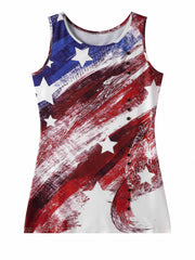 Flag Print Crew Neck Tank Top Women's Clothing