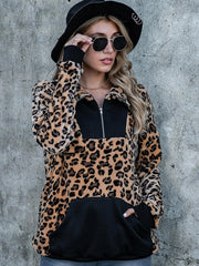 Leopard Print Long Sleeve Pullover Women's Sweatshirt