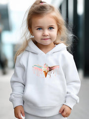 Ice Cream Pattern Long Sleeve Hooded Sweatshirt Girls Comfy Hoodies