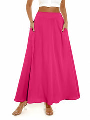 Pleated Long Skirt Loose Casual Skirt For Spring & Summer