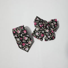 2pcs Flower Print Bow Tie Set Classic Neck Tie College Style