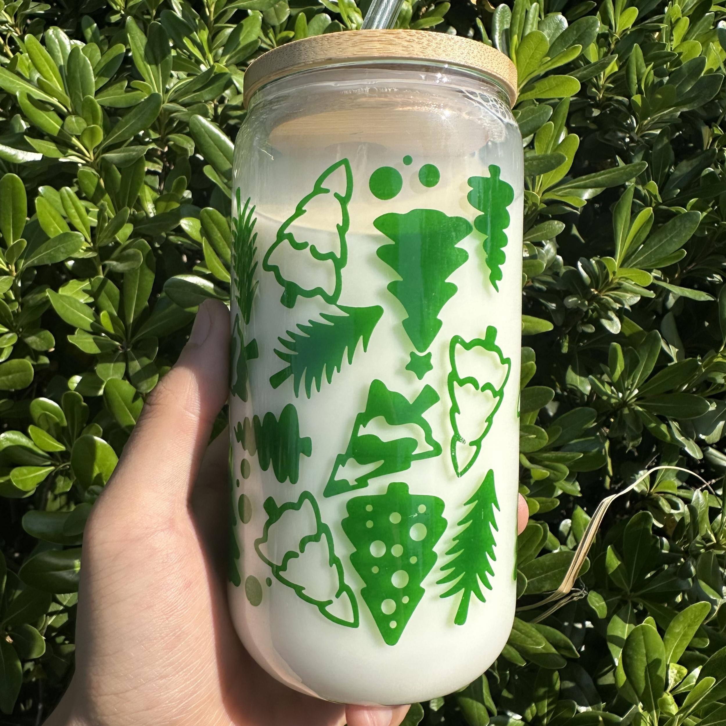 Green Christmas Tree Glass Cup Set - Holiday Gift