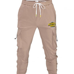 Men's Casual World Print Pockets Drawstrings Cargo Pants
