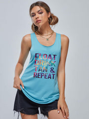 Graphic Casual Sports Tank Top Sleeveless Shirts Women's Summer Tops