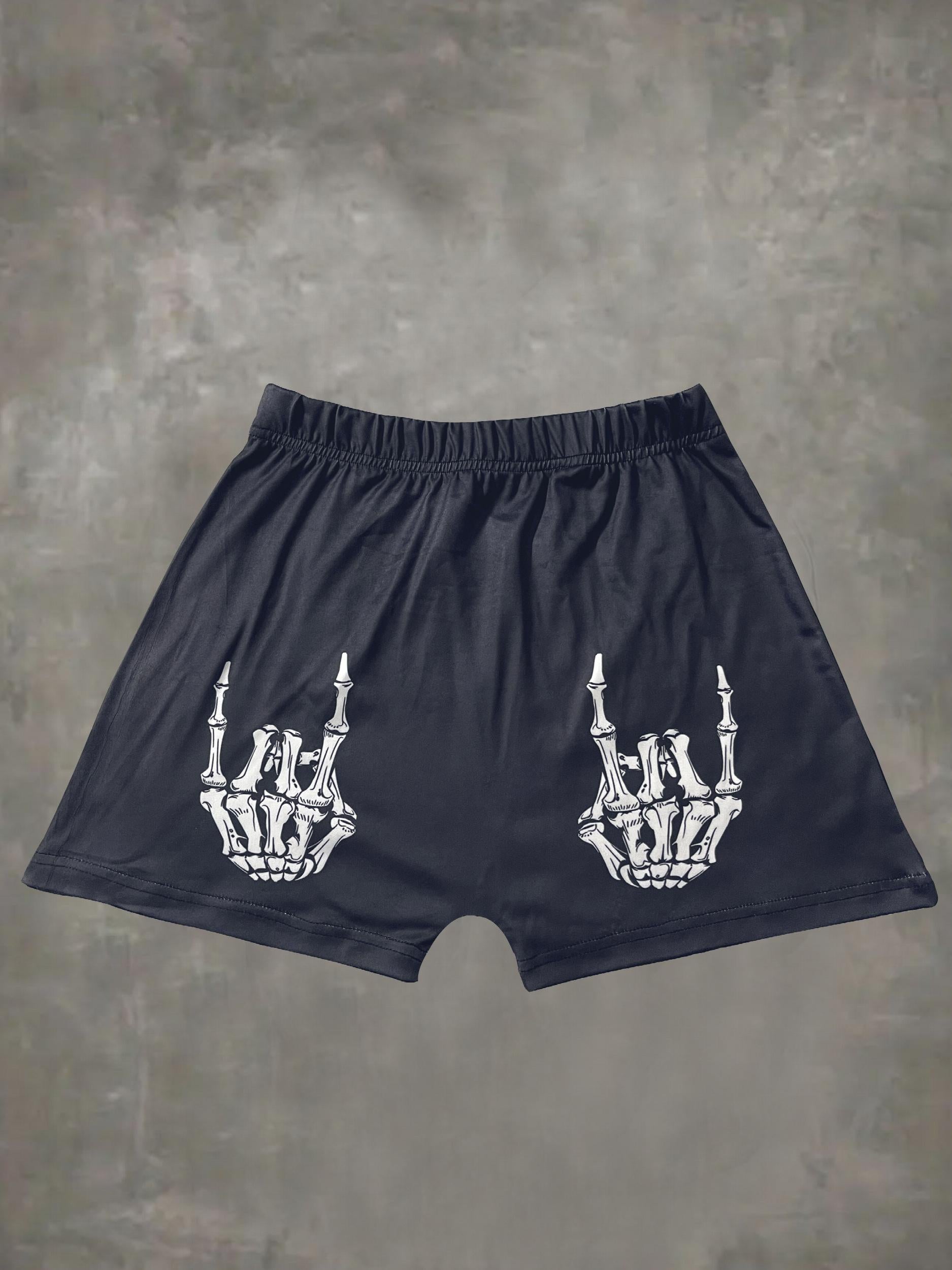 Hand Bone Print Casual Shorts for Women