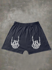 Hand Bone Print Casual Shorts for Women