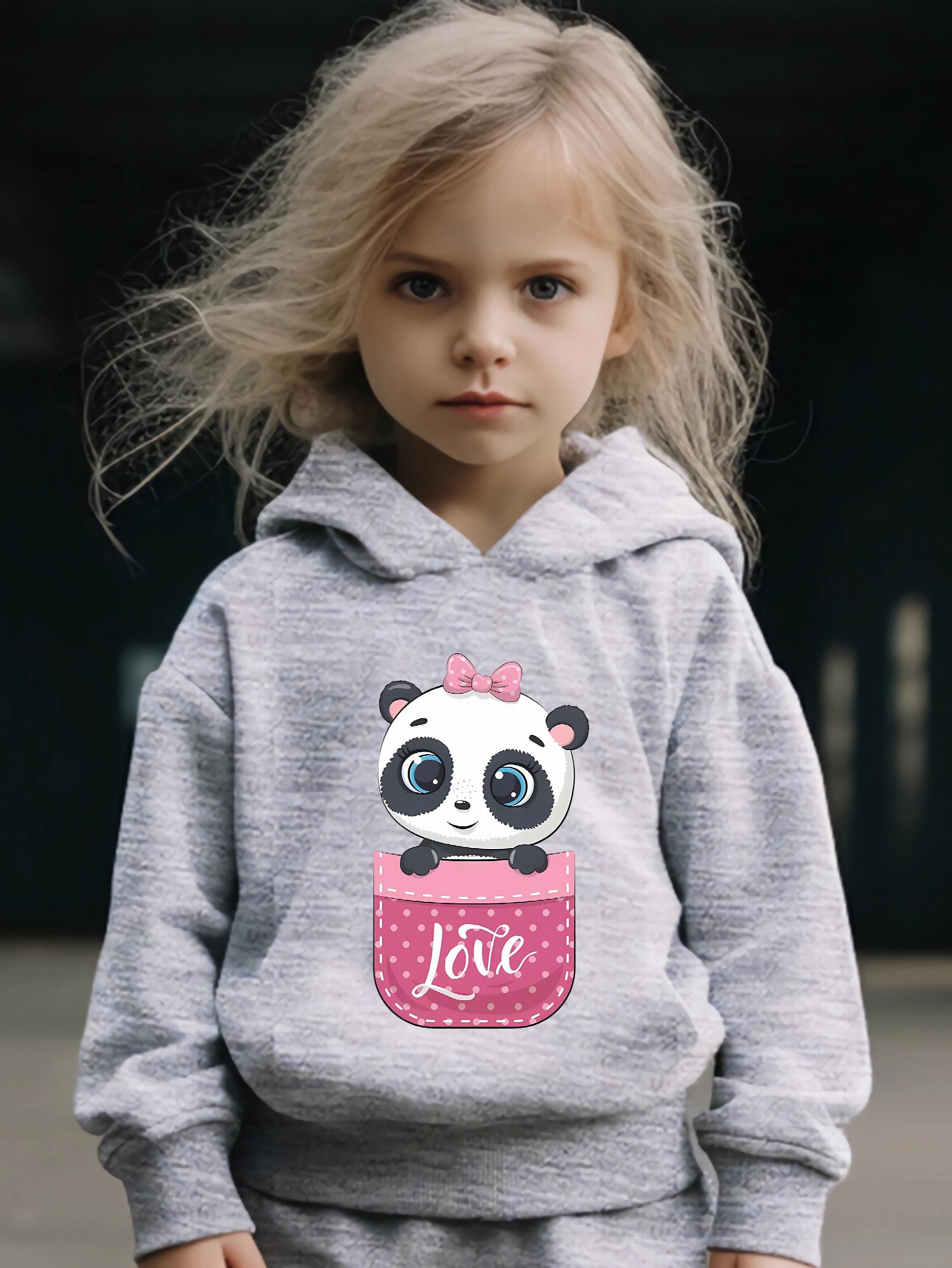 Kid's 2pcs Panda In Pocket Print Long Sleeve Outfit Hoodie & Pants Set