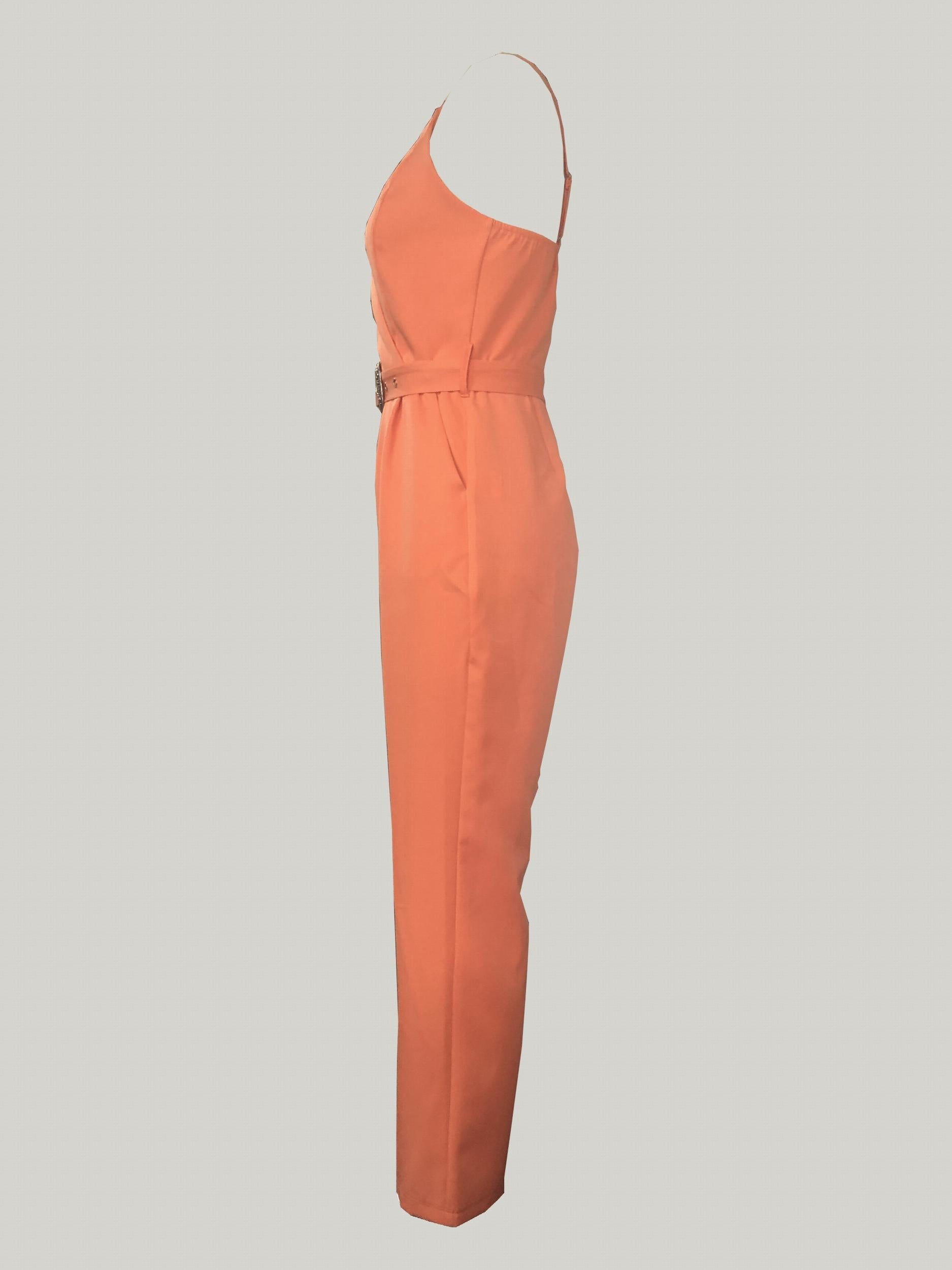 V Neck Belted Cami Jumpsuit for Women