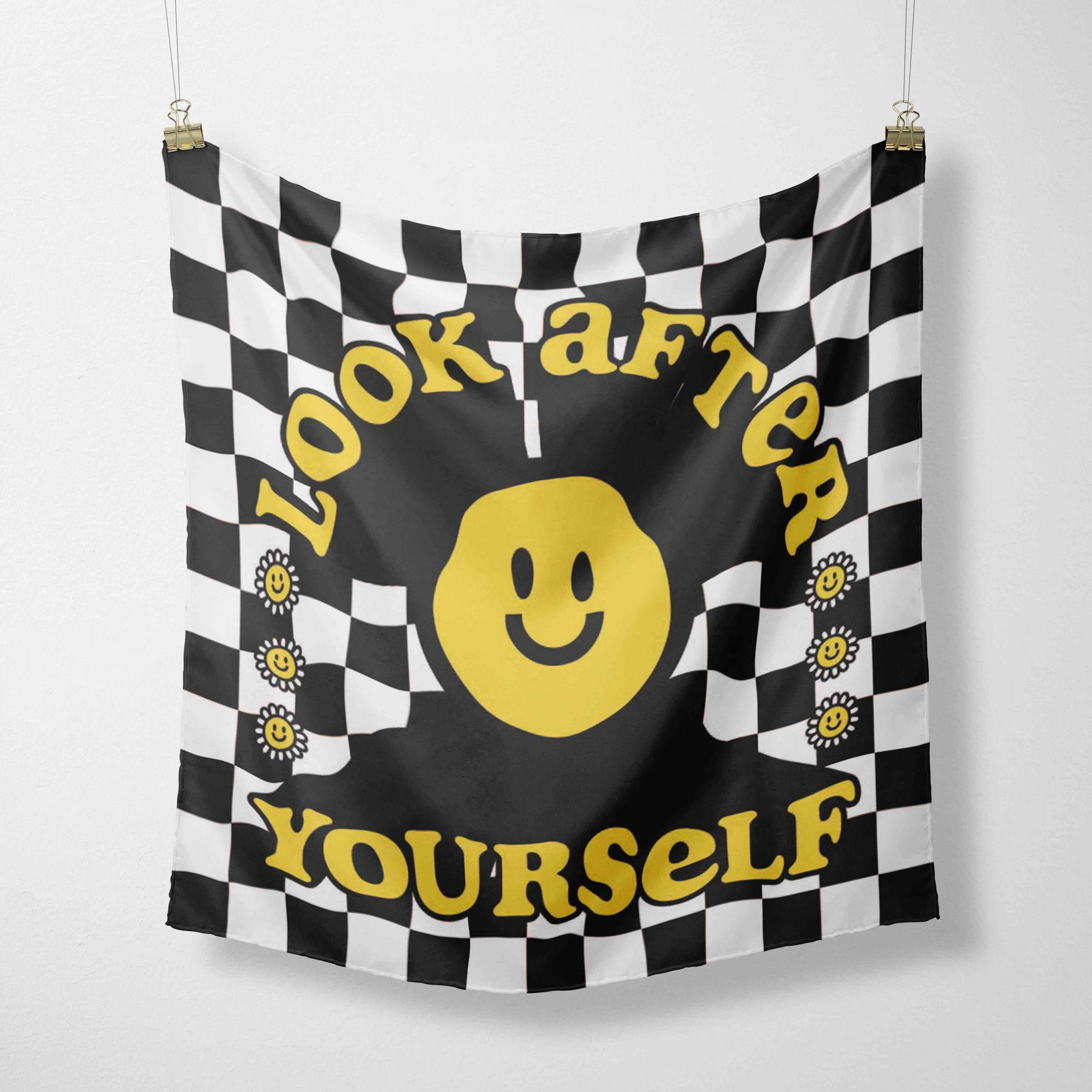 Smiling Face Bandana Hip Hop Square Scarf Headband Handkerchief Women