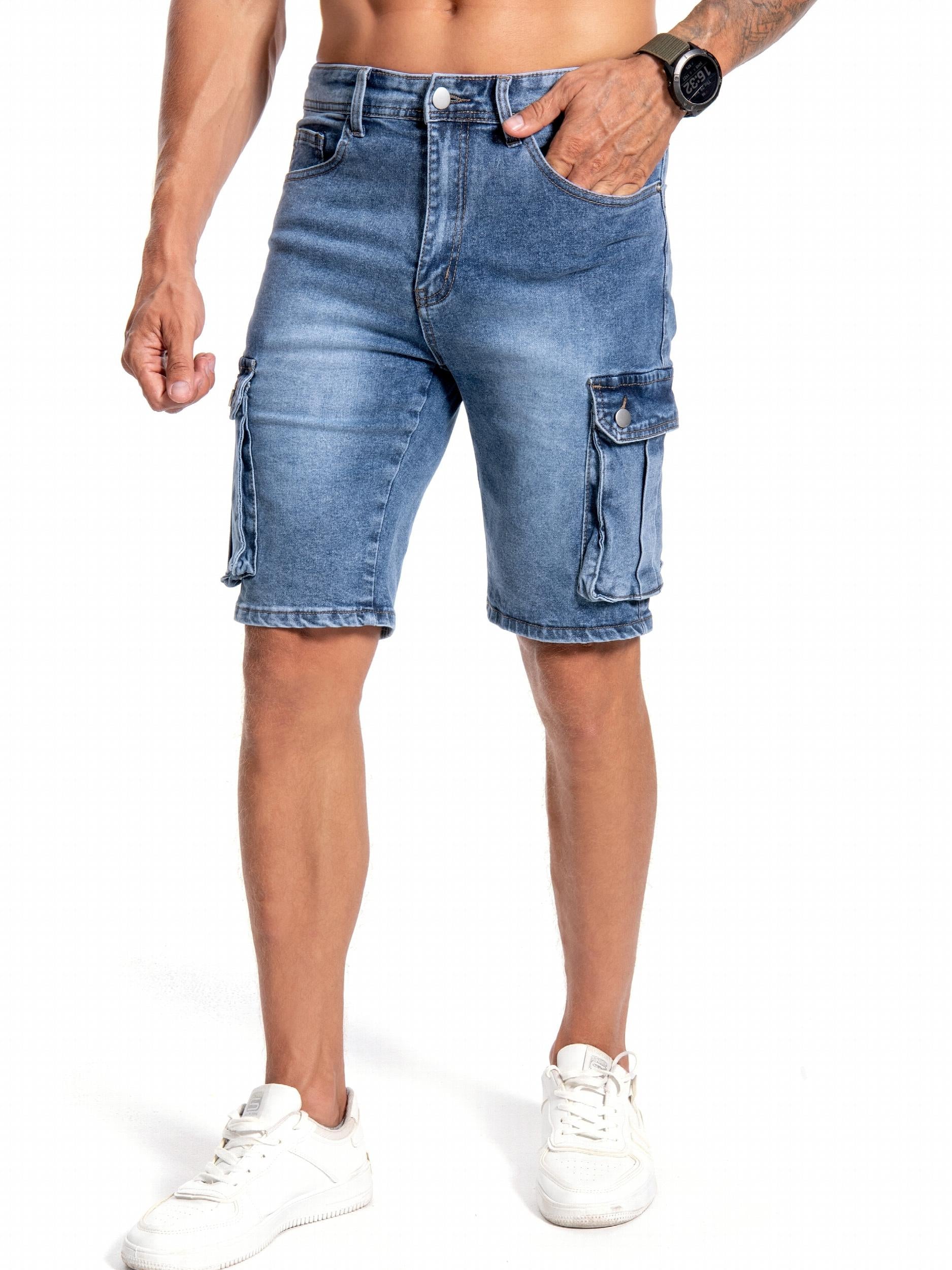 Distressed Denim Shorts Men's Casual Street Style Stretch Denim Shorts
