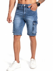 Distressed Denim Shorts Men's Casual Street Style Stretch Denim Shorts